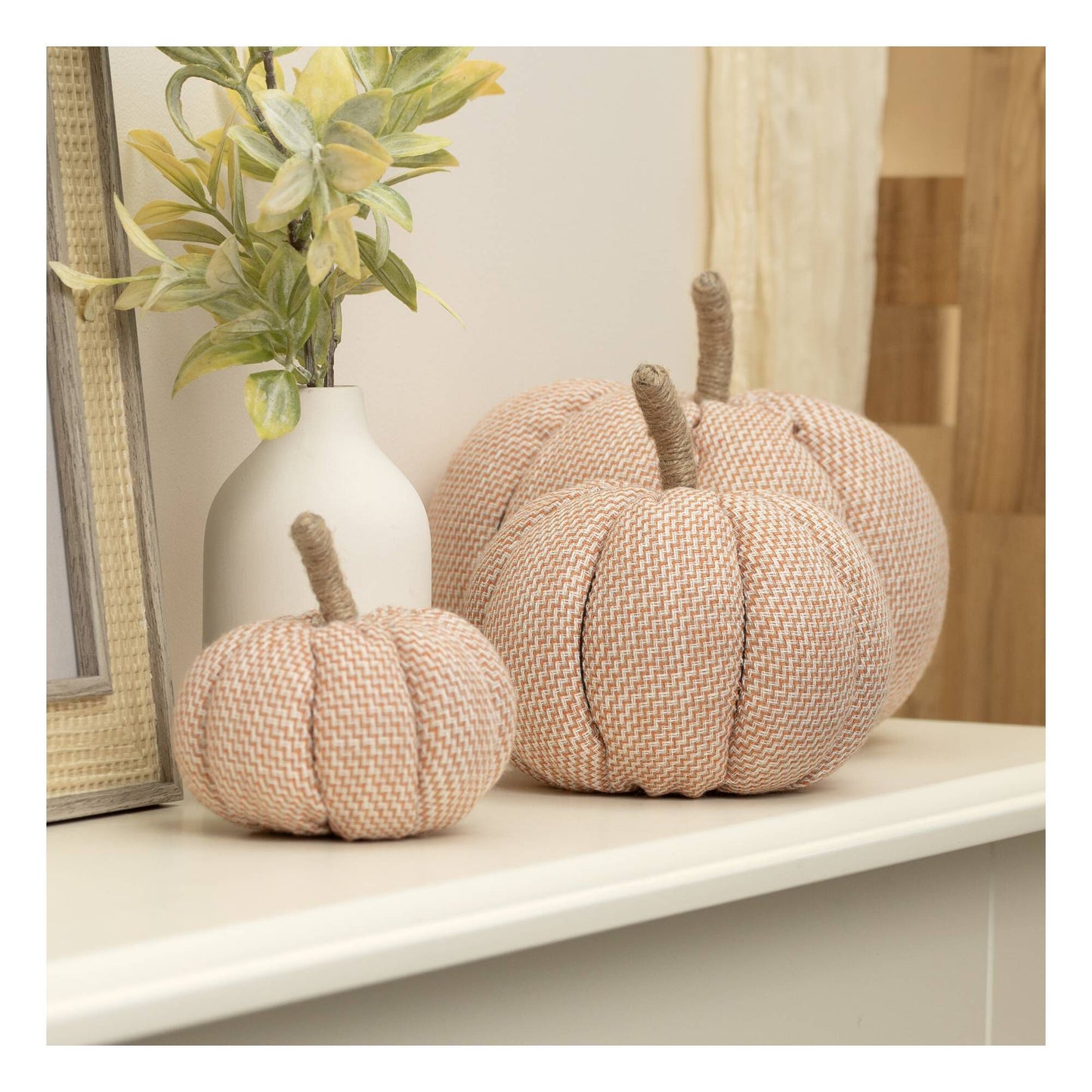 Orange Cotton Striped Pumpkin 12cm