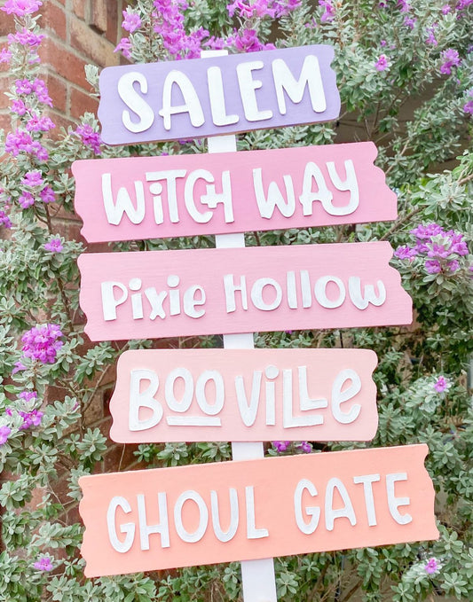 Pink directions Halloween route