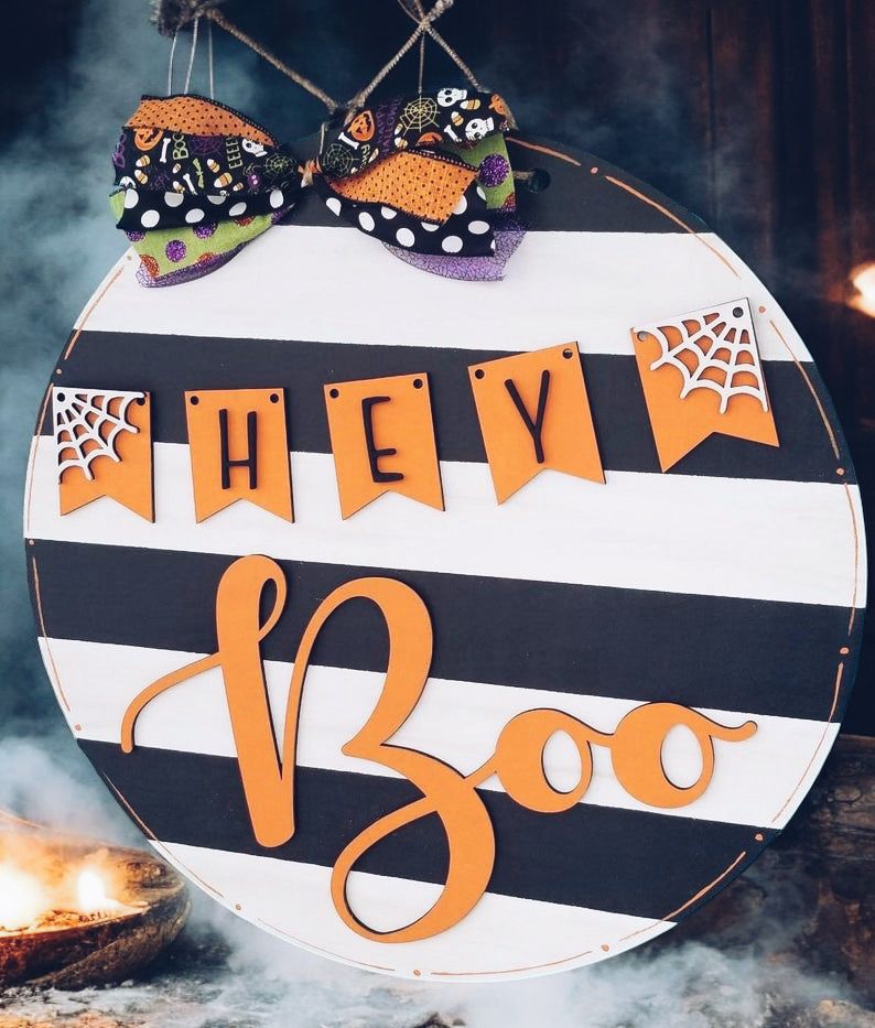 Hey Boo Halloween door Banner sign