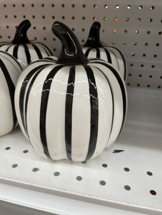 Striped ceramic pumpkin table decor