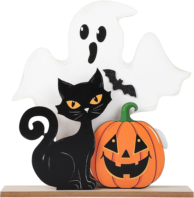 Cat ghost and pumpkin
