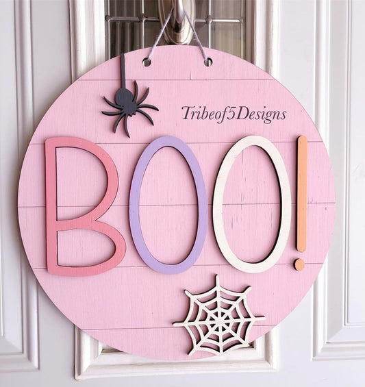 Boo pink door banner