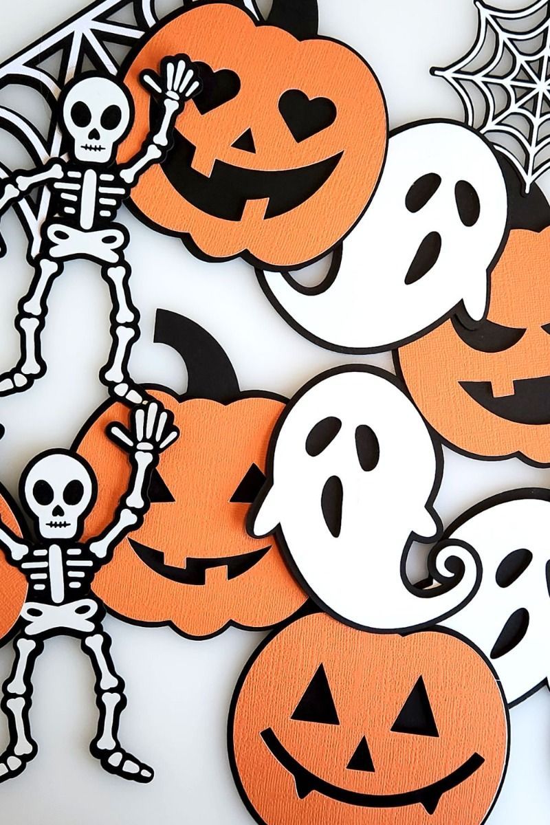 Mini Wall decor pupkin and ghost and skeleton
